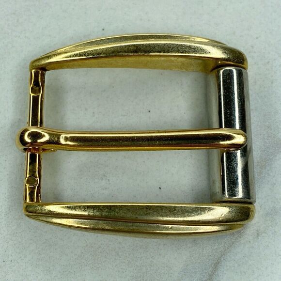 Liz Claiborne Vintage 1996 Gold and Silver Tone Basic Simple Belt Buckle - Picture 3 of 3